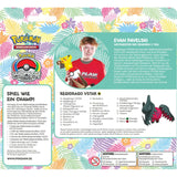 Rückseite des Weltmeisterschaftsdeck  von Evan Pavelski mit Profil, Deckliste und Turnierdetails