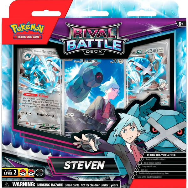 Pokémon TCG Rival Battle Deck Steven – Metagross EX Kartenset mit spielbereitem Deck und Premiumkarten