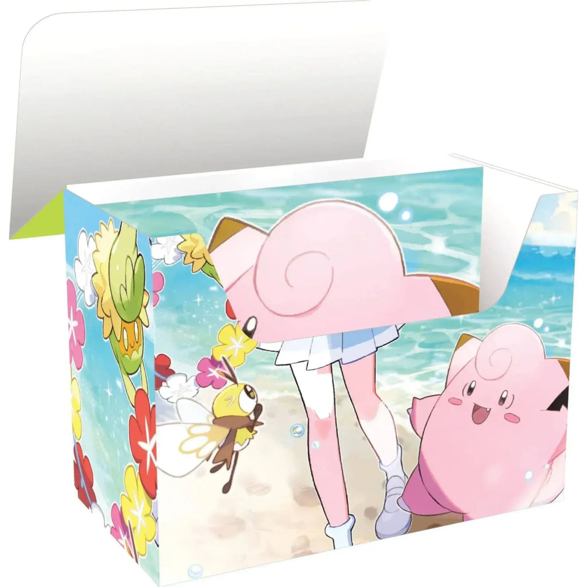 Blick in die geöffnete Lilly & Heiteira Kartenbox mit Boosterpacks und Zubehör