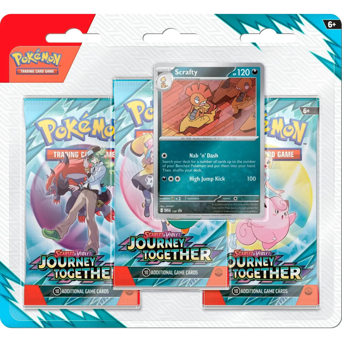 Pokemon Journey Together 3-Pack Blister Scrafty