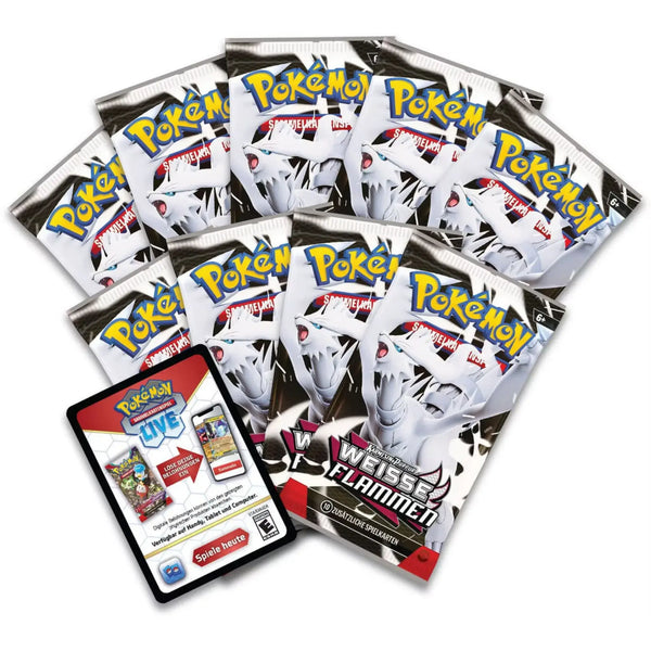 Pokémon TCG Boosterpacks aus der Weiße Flammen Top-Trainer-Box – Sammelkarten für dein Deck